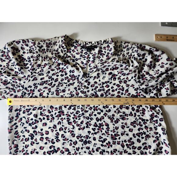 ZAC & RACHEL Pink Gray Animal Print Bell Sleeve Boho Hippie Top SZ L - Picture 6 of 13